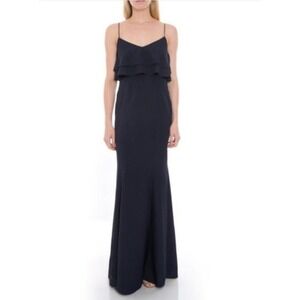Love, LIkely Navy Blue‎ Sleeveless Layered Ruffle Evening Gown Size 4